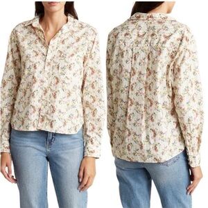 NWOT Frank & Eileen Silvio 100%‎ Cotton Striped and Floral LS Size S